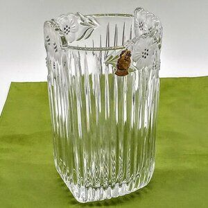 Vintage Imperlux Lead Crystal Frosted Flowers Vase